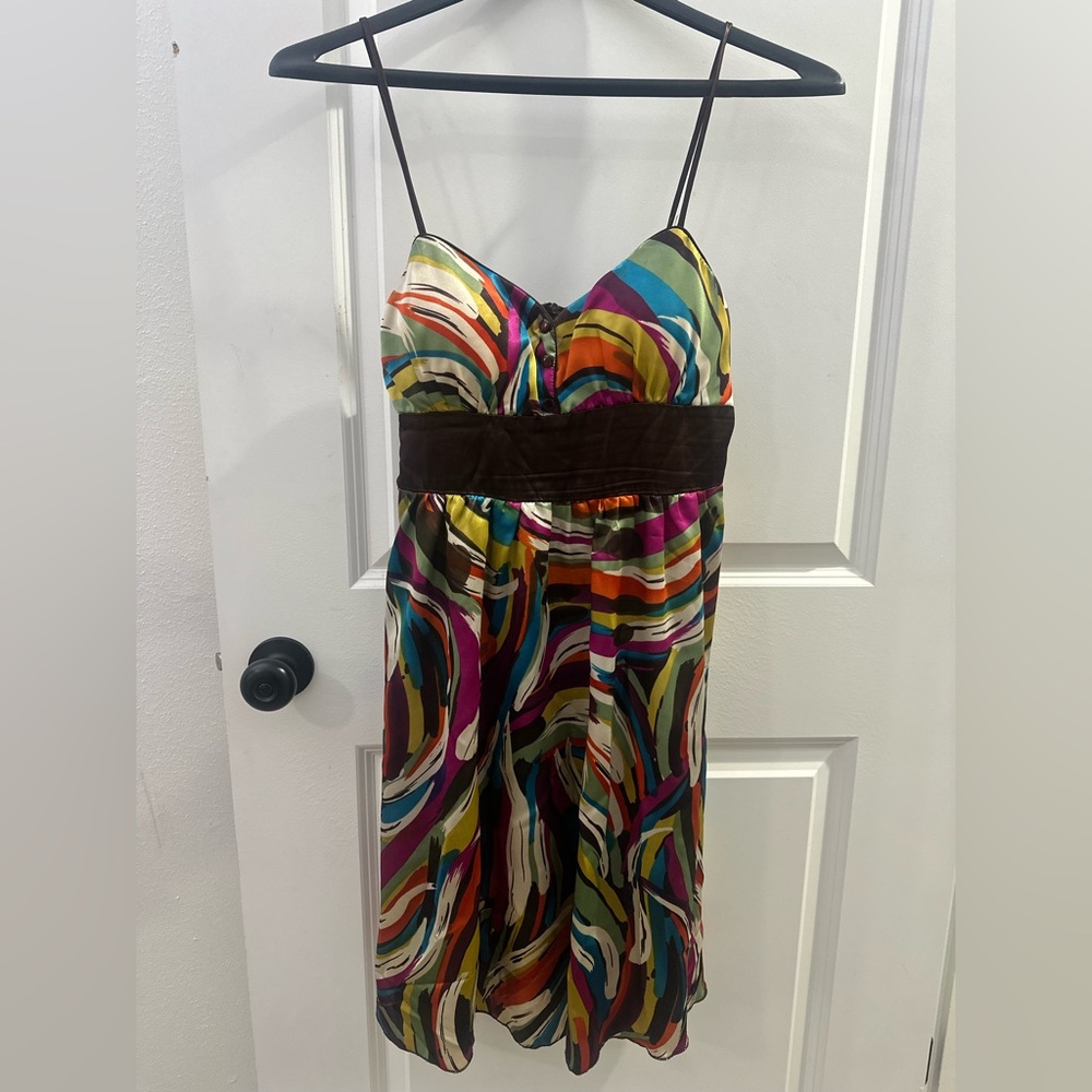 Y2K 2000s Multicolor Abstract Slip Dress Festival Fairycore Size 9